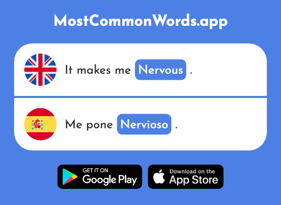 Nervous, uptight - Nervioso (The 1521st Most Common Spanish Word)