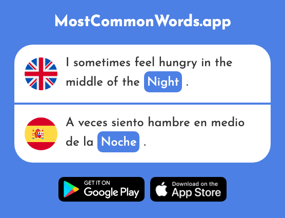 Night, evening - Noche (The 164th Most Common Spanish Word)