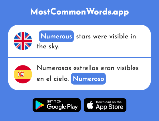 Numerous - Numeroso (The 1104th Most Common Spanish Word)
