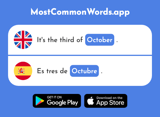 October - Octubre (The 1242nd Most Common Spanish Word)
