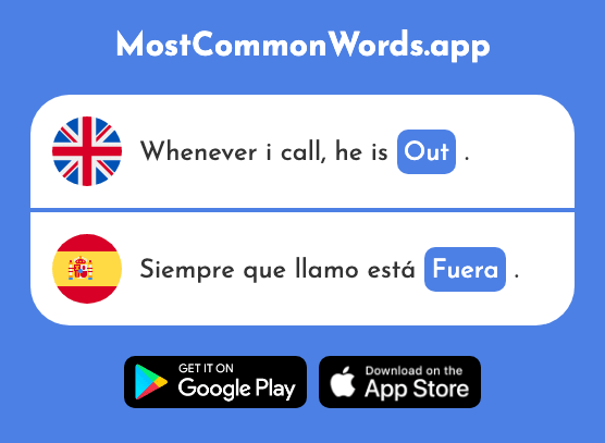 Out, outside, away - Fuera (The 299th Most Common Spanish Word)