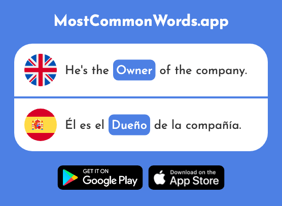 Owner, landlord - Dueño (The 1239th Most Common Spanish Word)