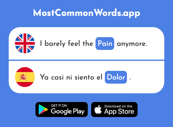 Pain, ache, sorrow - Dolor (The 591st Most Common Spanish Word)