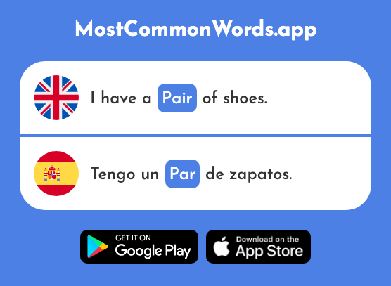 Pair, couple - Par (The 843rd Most Common Spanish Word)