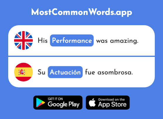 Performance, acting - Actuación (The 1835th Most Common Spanish Word)