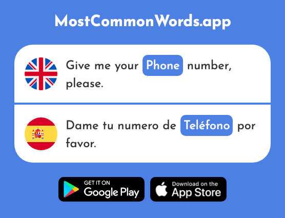 Phone, telephone - Teléfono (The 866th Most Common Spanish Word)