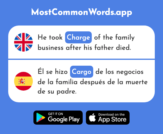 Position, charge, fee - Cargo (The 822nd Most Common Spanish Word)