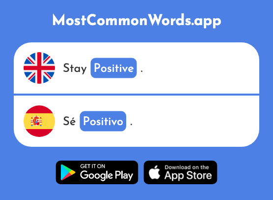 Positive - Positivo (The 1188th Most Common Spanish Word)