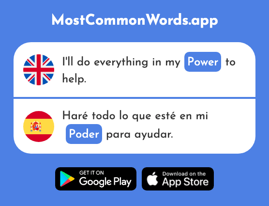 Power - Poder (The 352nd Most Common Spanish Word)