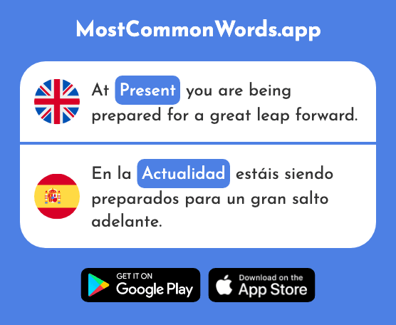 Present - Actualidad (The 1291st Most Common Spanish Word)