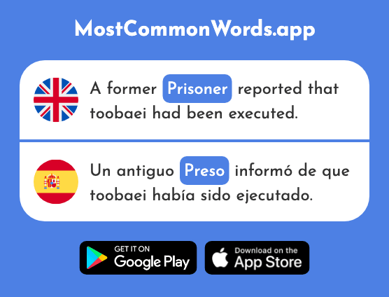 Prisoner - Preso (The 2592nd Most Common Spanish Word)