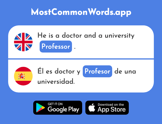Professor, teacher - Profesor (The 501st Most Common Spanish Word)