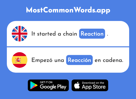 Reaction - Reacción (The 1293rd Most Common Spanish Word)