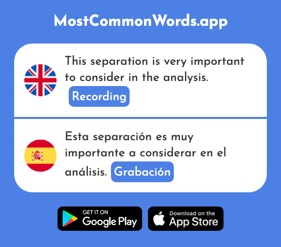 Recording - Grabación (The 2709th Most Common Spanish Word)