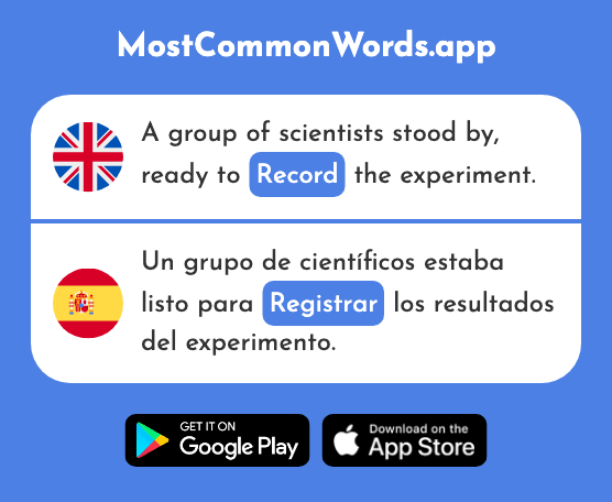 Register, record - Registrar (The 1605th Most Common Spanish Word)