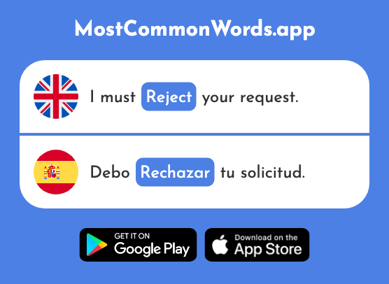 Reject - Rechazar (The 1302nd Most Common Spanish Word)