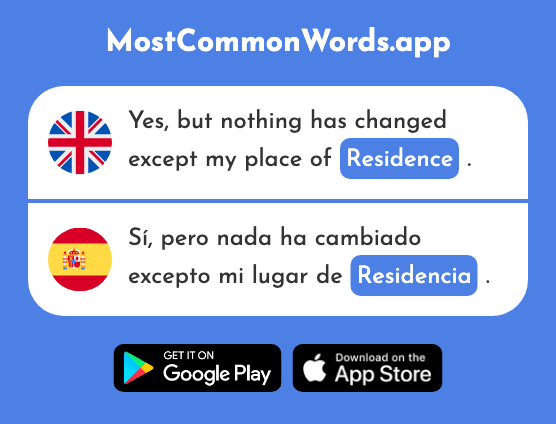 Residence - Residencia (The 2567th Most Common Spanish Word)