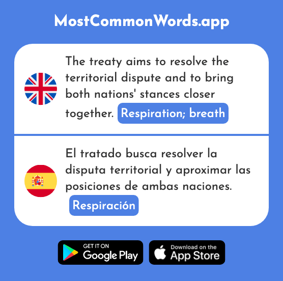 Respiration, breath - Respiración (The 2726th Most Common Spanish Word)