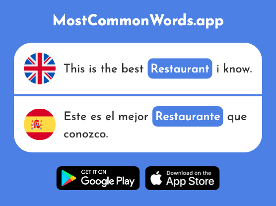 Restaurant - Restaurante (The 2636th Most Common Spanish Word)