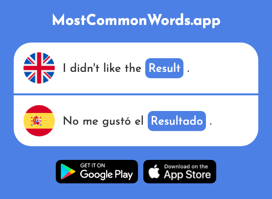 Result, outcome - Resultado (The 502nd Most Common Spanish Word)