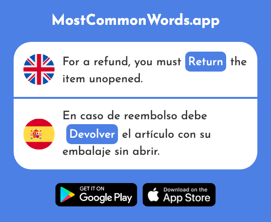 Return, give back - Devolver (The 1427th Most Common Spanish Word)