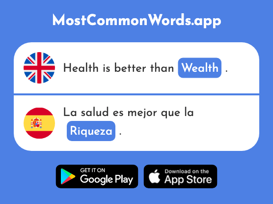 Riches, wealth - Riqueza (The 1827th Most Common Spanish Word)