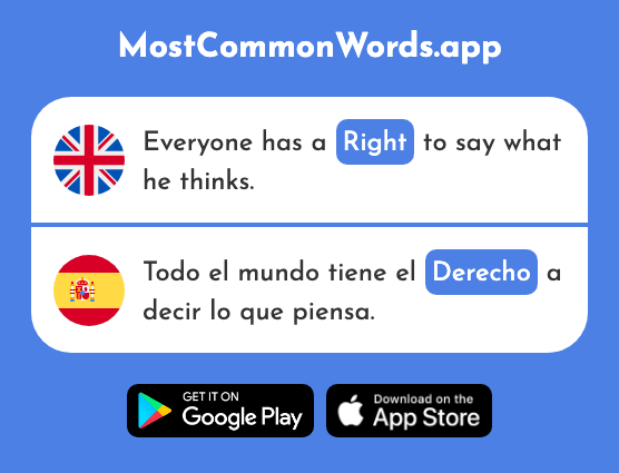 Right, justice, law - Derecho (The 266th Most Common Spanish Word)