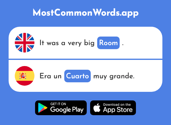 Room, chamber - Cuarto (The 653rd Most Common Spanish Word)