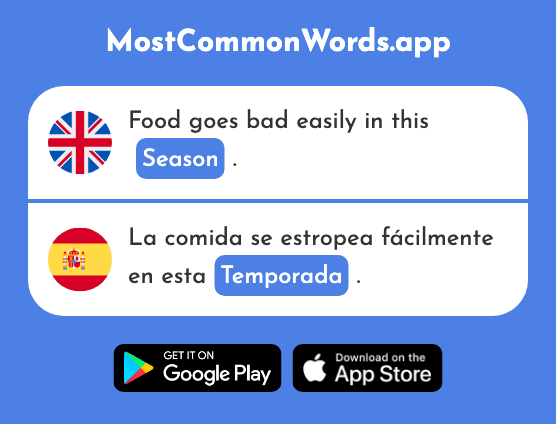Season, period, time - Temporada (The 1356th Most Common Spanish Word)