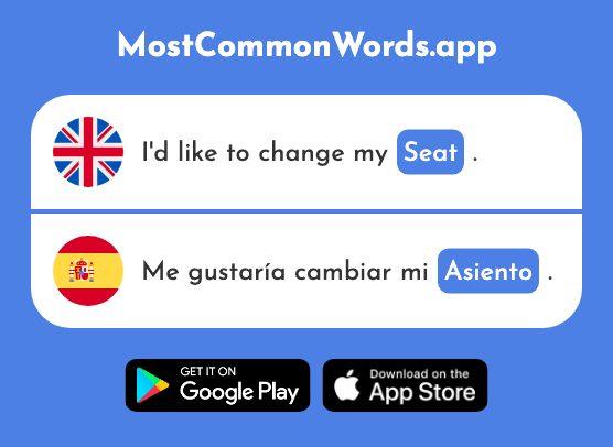 Seat, chair - Asiento (The 2096th Most Common Spanish Word)