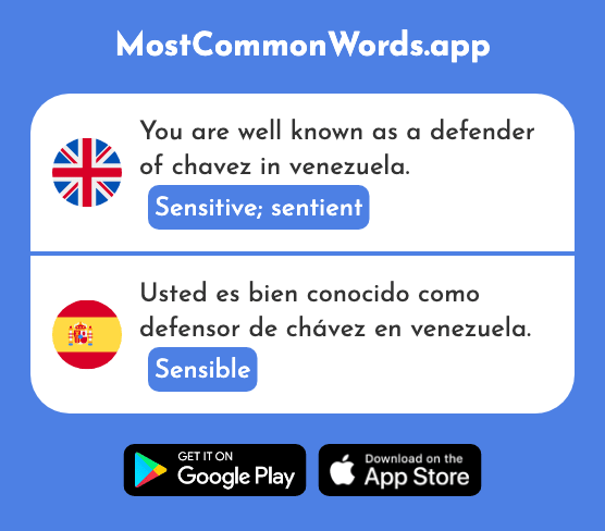 Sensitive, sentient - Sensible (The 2745th Most Common Spanish Word)