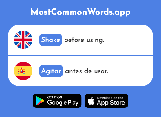 Shake, move - Agitar (The 2174th Most Common Spanish Word)