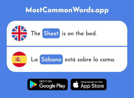 Sheet - Sábana (The 2618th Most Common Spanish Word)