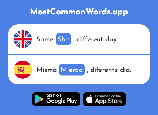 Shit, crap, excrement - Mierda (The 2410th Most Common Spanish Word)