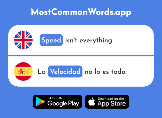 Speed, velocity - Velocidad (The 1142nd Most Common Spanish Word)
