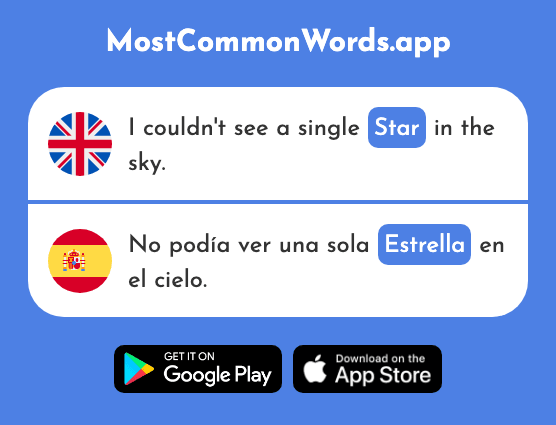 Star - Estrella (The 974th Most Common Spanish Word)