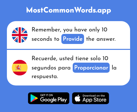 Supply, provide - Proporcionar (The 1379th Most Common Spanish Word)