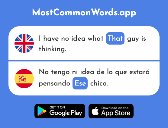 That , - Ese (The 1590th Most Common Spanish Word)