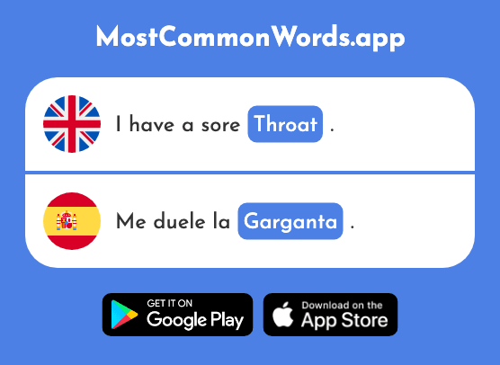 Throat, gorge - Garganta (The 2359th Most Common Spanish Word)