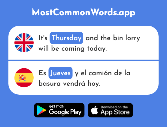 Thursday - Jueves (The 1650th Most Common Spanish Word)