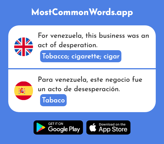 Tobacco, cigarette, cigar - Tabaco (The 2808th Most Common Spanish Word)