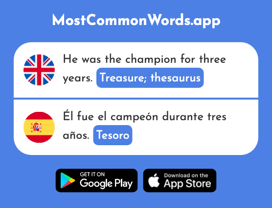 Treasure, thesaurus - Tesoro (The 2820th Most Common Spanish Word)