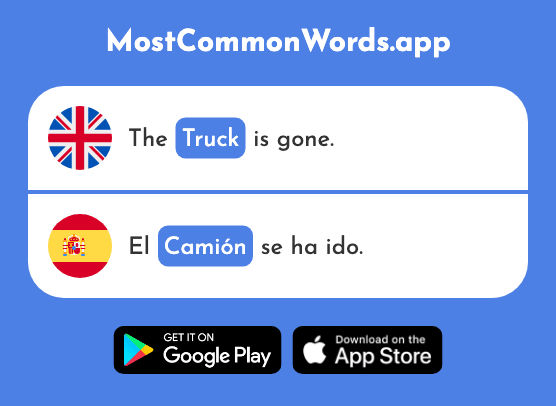 Truck, van, tanker - Camión (The 2327th Most Common Spanish Word)