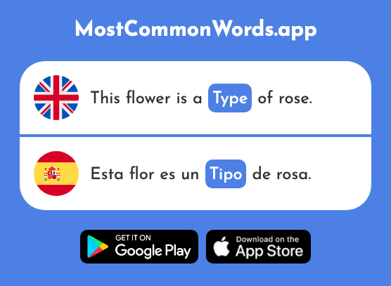 Type, kind - Tipo (The 168th Most Common Spanish Word)