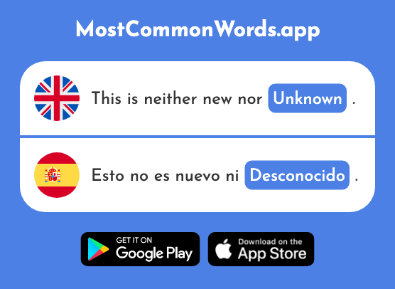 Unknown - Desconocido (The 1348th Most Common Spanish Word)