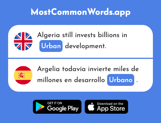 Urban, city, urbane - Urbano (The 1703rd Most Common Spanish Word)