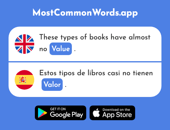 Value, worth - Valor (The 380th Most Common Spanish Word)