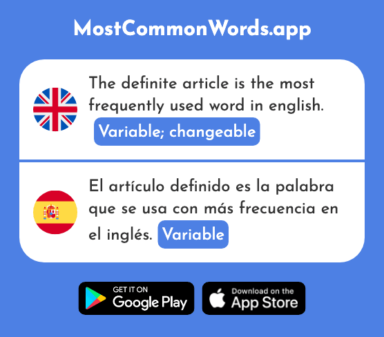 Variable, changeable - Variable (The 2829th Most Common Spanish Word)