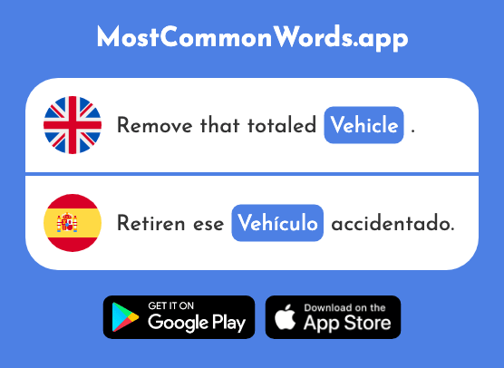 Vehicle, car - Vehículo (The 1288th Most Common Spanish Word)