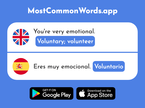 Voluntary, volunteer - Voluntario (The 2732nd Most Common Spanish Word)